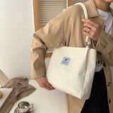 Corduroy Shoulder Bag for Women Cotton Handbag Eco Shopping Totes Bags