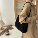 Corduroy Shoulder Bag for Women Cotton Handbag Eco Shopping Totes Bags
