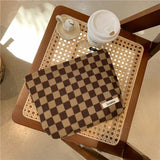 Corduroy Checkerboard Handbag Portable Toiletries Storage Bag