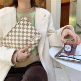 Corduroy Checkerboard Handbag Portable Toiletries Storage Bag