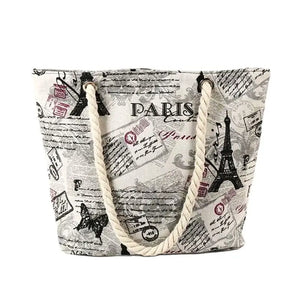 Cotton Strap Shoulder Bags Printed Tower Shell Travel Bags Large Size