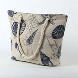 Cotton Strap Shoulder Bags Printed Tower Shell Travel Bags Large Size