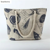 Cotton Strap Shoulder Bags Printed Tower Shell Travel Bags Large Size