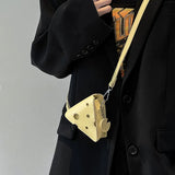 Funny Hole Cheese Shape Crossbody Bag Mini Shoulder Bag for Women