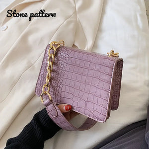 Crocodile Pattern Crossbody Bags Women Chain Shoulder Handbags