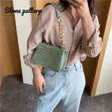 Crocodile Pattern Crossbody Bags Women Chain Shoulder Handbags