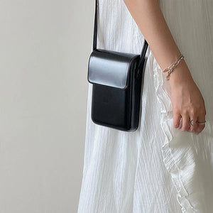 Mini PU Leather Crossbody Bag for Women Girls Ladies Solid Color