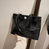 Casual PU Leather Women Handbag Large Capacity Top Handle Shoulder Bag