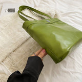 Casual PU Leather Women Handbag Large Capacity Top Handle Shoulder Bag