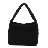 Plush Tote Shoulder Bag High Purse Solid Women Handbags
