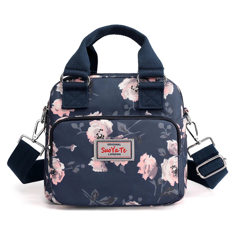 Lady Flowers Shoulder Bag Women Handbags Nylon Waterproof Crossbody Bag