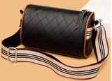 Diamond Lattice Leather Women Pillow Handbags Wide Strap Female Shoulder Bags