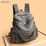 Soft Leather Backpack for Women Large Capacity School Bag