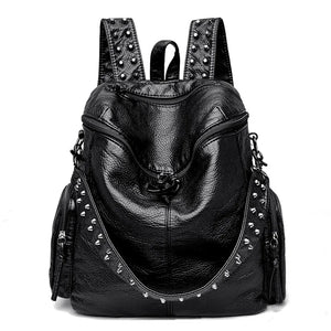 Soft Leather Backpack for Women Large Capacity School Bag
