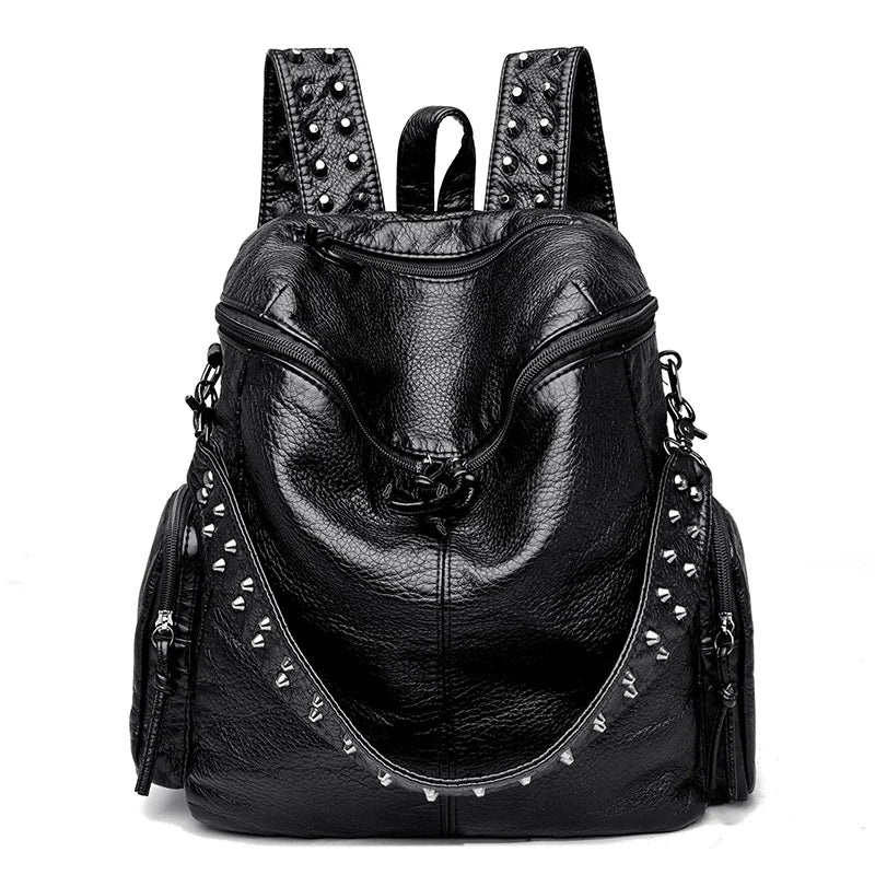 Soft Leather Backpack for Women Large Capacity School Bag
