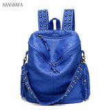 Soft Leather Backpack for Women Large Capacity School Bag