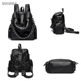 Soft Leather Backpack for Women Large Capacity School Bag