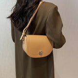 Brown PU Leather Shoulder Bag Women Messenger Handbag