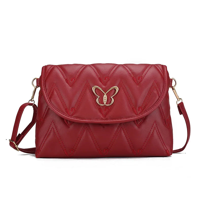Embroidery PU Leather Female Handbag Lady's Shoulder Cross Body Bags