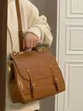 Vintage Brown Leather Shoulder Bag for Women