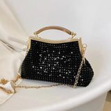 Silver Glitter Bead Evening Clutch Bag