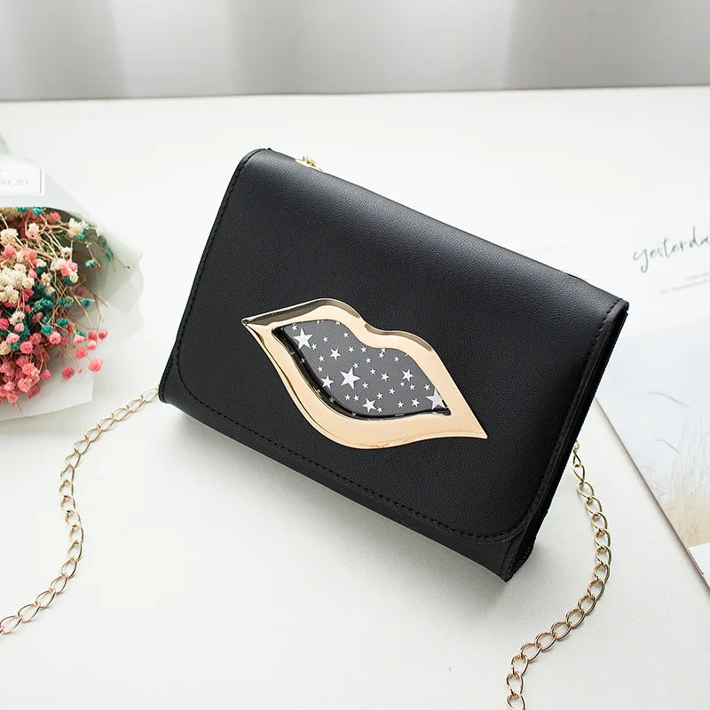 Big Lips Shoulder Bag Women Stars Leather Change Purse