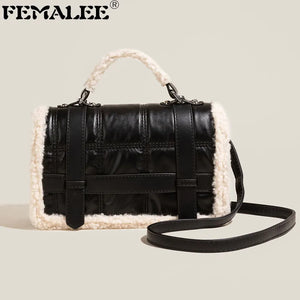Soft Vintage Fur Handbag Female PU Leather Ladies Shoulder Bag