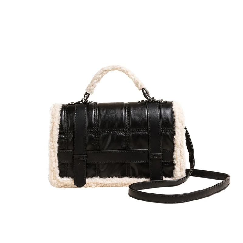 Soft Vintage Fur Handbag Female PU Leather Ladies Shoulder Bag