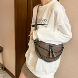 Women Waist Bag Chain Waist Belt Phone Pack Stone Pattern Fanny Pack