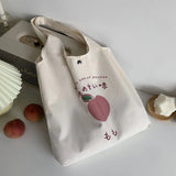 Japanese Style Peach Print Canvas Tote Bag Purse Shoulder Bag