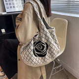 Knitted Tote Bag Wool Shoulder Bag High Capacity Shopper Bag Top Handle