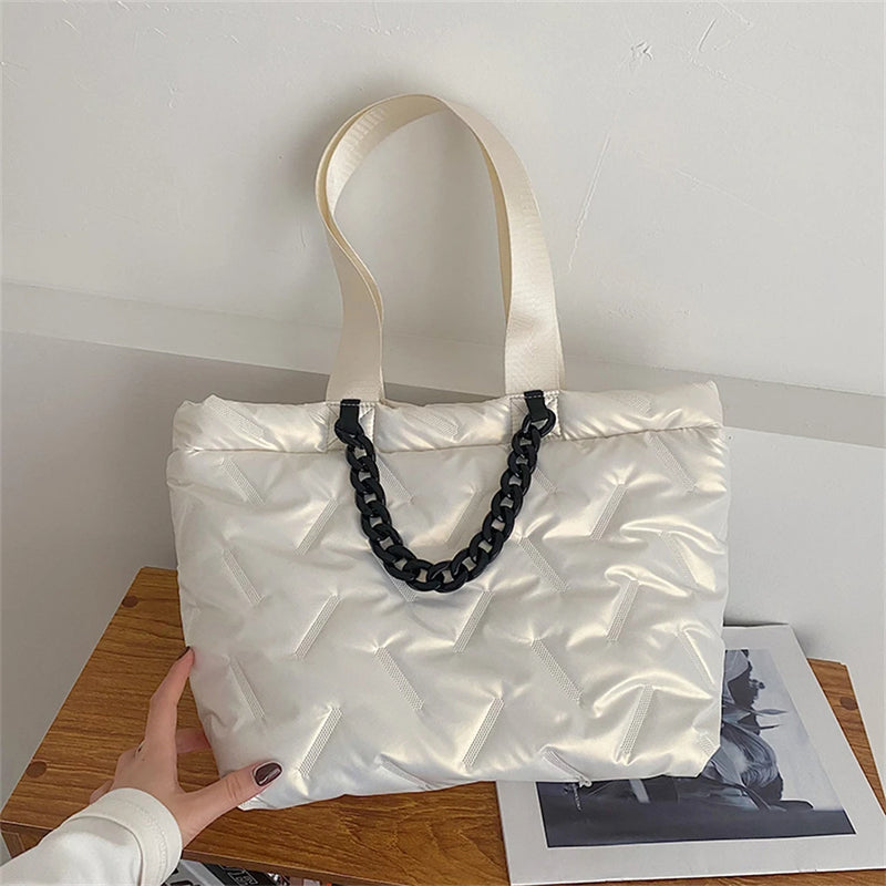 Chain Shoulder Bags for Women Cotton Hand Bag Tote Purse Handbags