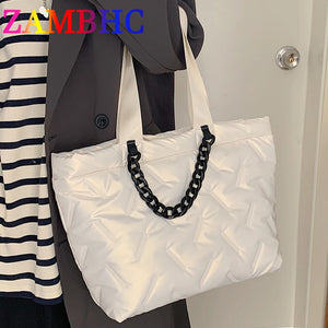 Chain Shoulder Bags for Women Cotton Hand Bag Tote Purse Handbags