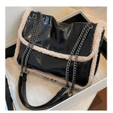 Faux Fur Messenger Bag Lamb Wool Women Shoulder Bags Totes Warm Purses
