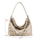 Canvas Tassel Hobo Underarm Handbag Large Capacity Shoulder Bag for Women