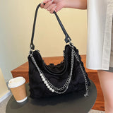 Canvas Tassel Hobo Underarm Handbag Large Capacity Shoulder Bag for Women