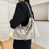 Canvas Tassel Hobo Underarm Handbag Large Capacity Shoulder Bag for Women