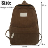 Corduroy College School Backpack Laptop Bag Retro Travel Leisure Book Bag