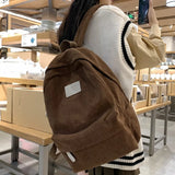 Corduroy College School Backpack Laptop Bag Retro Travel Leisure Book Bag