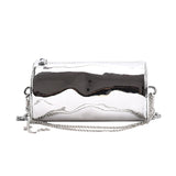 Silver Chain Lady Crossbody Bag Cylindrical Handbag Purse