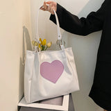 Love Heart Shoulder Bag for Women Casual Large Capacity Ladies Tote Bag