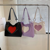 Love Heart Shoulder Bag for Women Casual Large Capacity Ladies Tote Bag