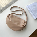 Plicated Shoulder Bag Soft Pu Leather Crossbody Bag