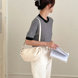 Plicated Shoulder Bag Soft Pu Leather Crossbody Bag