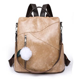 Women Double Strap Backpack Soft Surface PU Leather Handbag