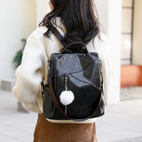 Women Double Strap Backpack Soft Surface PU Leather Handbag