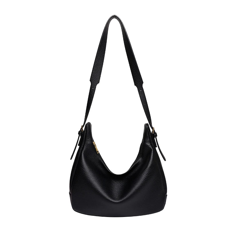 Winter Shoulder Bag Soft Surface PU Leather Big Pockets Adjustable Strap