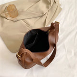 Winter Shoulder Bag Soft Surface PU Leather Big Pockets Adjustable Strap