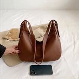 Winter Shoulder Bag Soft Surface PU Leather Big Pockets Adjustable Strap