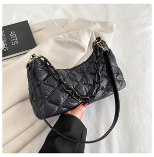 Thick Chain Oxford Cloth Shoulder Bag for Women